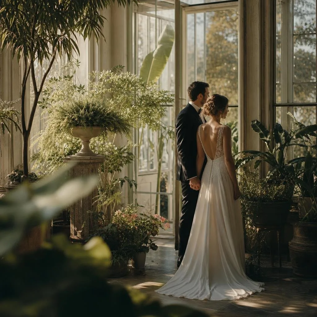 Detail of the engagement ring among greenery